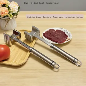 Professional Meat Hammer Tenderizer Stainless Steel Aluminum Alloy Dual Sided Kitchen Steak Pounder With Hanging Hole
