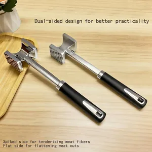 Dual-sided stainless steel meat tenderizer hammer for professional steak tenderizing