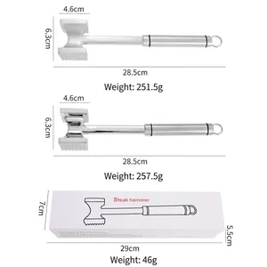Professional stainless steel meat tenderizer hammer with size and weight specifications