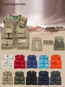 Men's Outdoor Utility Vest Multi-Pocket Gorpcore Fishing Photography Top Breathable Polyester Sleeveless Jacket For Hiking