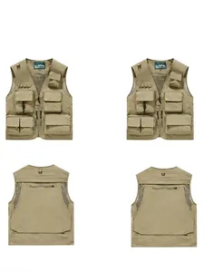 Men's multi-pocket functional utility vest for outdoor fishing and photography