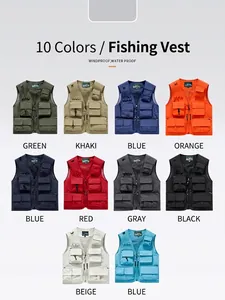 Professional multi-pocket outdoor fishing vest available in ten functional colors