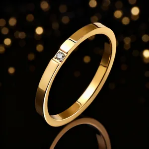 Minimalistischer Titanstahl Strass Besetzter Ring Für Damen Ultra Fein Nicht Verblassend Gold Roségold Silber Fingerring Schmuck