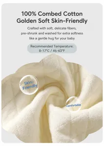 Close-up detail of quilted 100% combed cotton fabric for baby thermal base layer set.