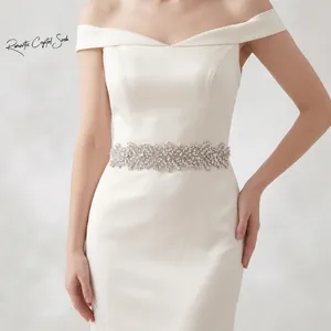 Luxury Rhinestone Bridal Sash Belt Handmade Crystal Leaf Flower Wedding Dress Accessory For Women Party Evening Gown