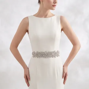 Elegant silver rhinestone floral bridal belt for wedding dresses or evening gowns.