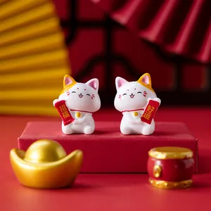 Cute Maneki-neko lucky cat figurines for DIY micro-landscape desktop decor