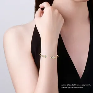 Elegante goudvergulde moissanite open bangle armband voor dames