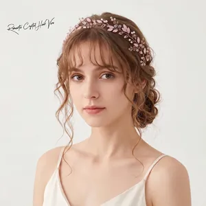 Braut Stirnband Blattform Gold Legierung Strass Haar Rebe Für Hochzeit Party Aufführung Damen Haarschmuck