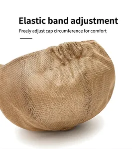 Close-up of elastic adjustment on breathable mesh newsboy cap