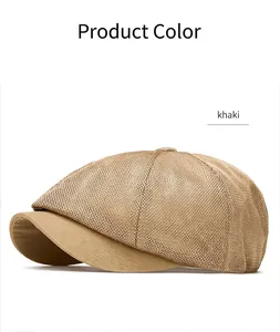 Stylish khaki mesh newsboy cap for men with a breathable and cool summer design