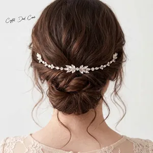 Bridal Hair Vine With Double Combs Alloy Rhinestone Flower Leaf Headpiece For Wedding Party Women Hair Accessories