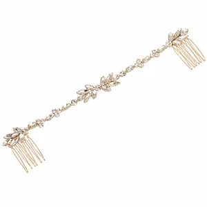 Elegant French style rhinestone vine hair comb set for bridal wedding hair accessories