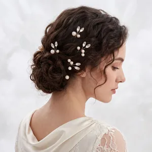 Elegantes Braut-Haarnadel-Set mit handgefertigten Perlen und Kristallsteinen für Hochzeiten