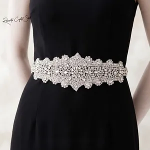 Luxurious Hand-Sewn Rhinestone Bridal Belt Sash Shiny Crystal Wedding Dress Waistband For Women Evening Party Dress Accessories
