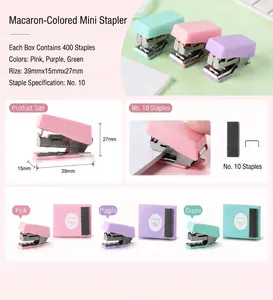 Mini cucitrice compatta colori macaron con punti n. 10, dimensioni 39x15x27 mm