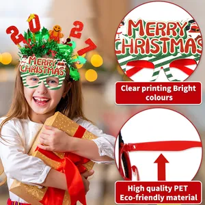 Festive Christmas party glasses headband with Merry Christmas print and eco-friendly PET material