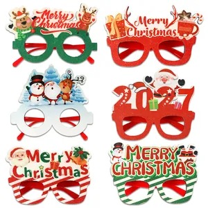 Set of 6 glittery Christmas party glasses with Santa and reindeer festive designs