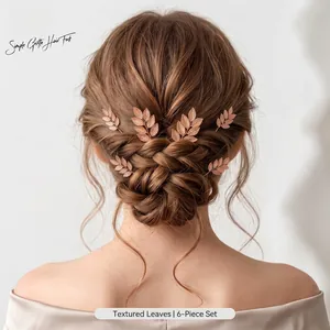 Goldenes Blatt Braut Haarnadel Set Handgefertigt Metall U-Form Haarstäbe Für Hochzeit Party Damen Vintage Haarschmuck