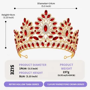 Detailed specifications showing dimensions and weight for the vintage baroque rhinestone crown