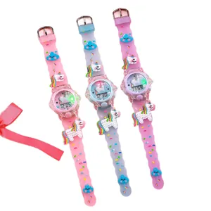 Children's digital watch featuring 3D cartoon unicorn and rainbow design straps