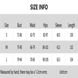 Comprehensive size chart for French style slim fit long-sleeved bodycon dress in cm units