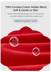 Vue détaillée en gros plan du tissu doux en coton peigné rouge pour vêtements de bébé.