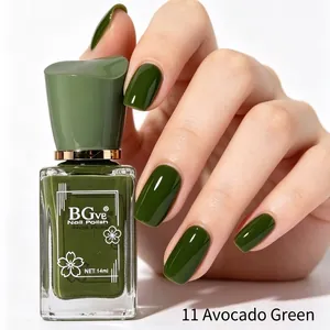 BG306 Avocado Green quick-dry micro-gel nail polish, 14ml bottle for high-gloss vibrant finish