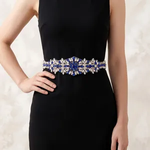 Luxuriöse Strass Blume Braut Gürtel Für Hochzeitskleid Elegante Schärpe Mit Satinband Funkelnde Kristall Taille Kette Für Damen