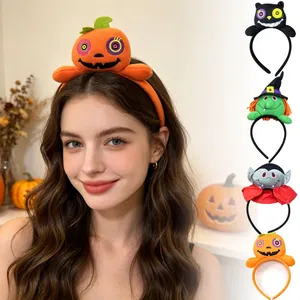 Halloween Headband 3D Cartoon Plush Witch Pumpkin Vampire Black Cat Headwear For Festival Cosplay Party Decoration Prop