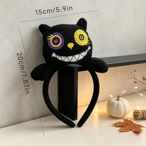 Halloween plush black cat headband size dimensions detail view 15cm x 20cm for party props