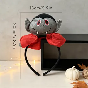 Detailed view of a Halloween vampire plush headband with size markings 15cm by 20cm
