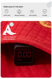 Detailansicht von rotem gestepptem dreilagigem Thermostoff für Babykleidung