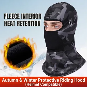 Thermal fleece-lined camouflage cycling balaclava mask for winter outdoor sports