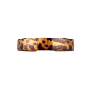 Vintage wide tortoise shell acrylic headband with colorful sparkling rhinestones for women
