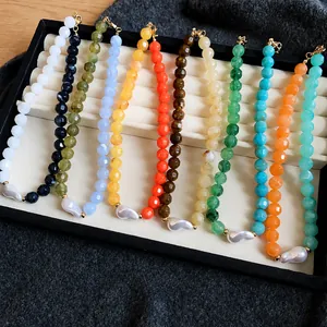 Colorful dopamine acrylic beaded necklace collection with elegant baroque pearls