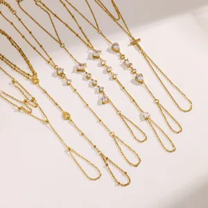 Juego de Pulsera Vinculada con Anillo de Acero Inoxidable con Strass para Mujer Cadena de Mano Geométrica con Colgante de Corazón
