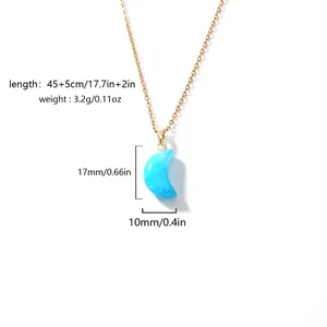 Detailed weight and size specifications for blue resin crescent moon pendant necklace