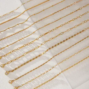 Pulsera de Cadena de Acero Inoxidable Bañada en Oro Minimalista para Mujer Joyería Elegante Geométrica Apilable Regalo