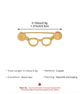 Detailed size and weight info for the minimalist copper glasses-shaped fashion brooch