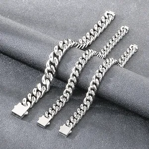 Heren Retro Hip Hop Beast Letter Kruis Cubaanse Schakel Armband Titanium Staal Gematteerd Gezandstraald Armband Sieraden