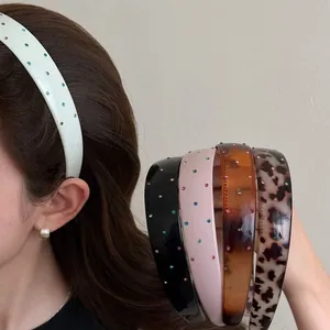 Korean Colorful Rhinestone Wide Headband Retro French Acrylic Hair Hoop Non-Slip Hair Accessories For Women Daily Styling
