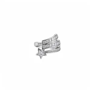 Elegant sparkling shooting star silver ear cuff embellished with high-quality cubic zirconia