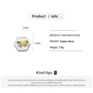 Detailed specifications for lemon pendant earrings with copper and zircon material