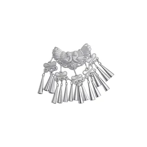 Vintage silver bird hair clip with elegant tassels for Hanfu hair decoration