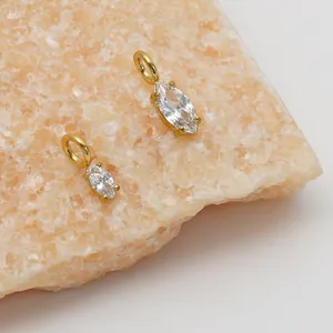 Anhänger mit Zirkonia im Marquise-Schliff aus vergoldetem Edelstahl für DIY-Schmuckherstellung