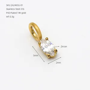 Marquise-Zirkonia-Anhänger aus 316er Edelstahl mit 14K Gold-PVD-Beschichtung