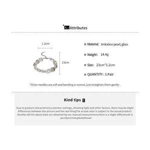 Spécifications de l'ensemble collier et bracelet en perles de verre avec dimensions.
