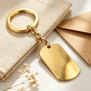 Mirror Polished Stainless Steel Blank Dog Tag Keychain For DIY Engraving Personalization Custom Pet ID Tag Military Style Key Ring Jewelry
