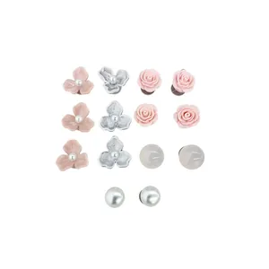 Set di 12 eleganti ciondoli a rosa e perla per decorazione fai da te di scarpe sabot